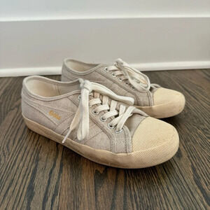 Gola Coaster Linen Sneakers in oatmeal and off white size US 7